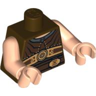 Torso Armor Ribbed with Disc and Two Buckles Print, Light Arms and Hands Dunkelbraun