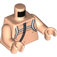 Torso Bare Chest with White Straps and Tube (Bacta Tank) Print, Light Nougat Arms and Hands Light Nougat