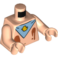 Torso Bare Chest with Belly Button (Navel), Ice Cream Splotches and Blue Bib with Yellow Duck Print, Light Nougat Arms and Hands Light Nougat
