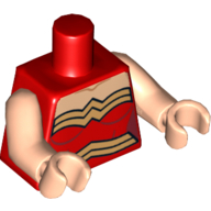 Torso Halter Top with Gold Trim and Belt Print (Wonder Woman), Light Nougat Arms and Hands Red