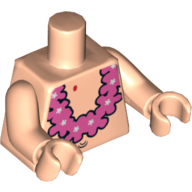 Torso Bare Chest with Belly Button (Navel) and Pink Lei Print, Light Nougat Arms and Hands Hellnougat