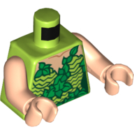 Torso Dress with Plant Foliage, and Light Nougat Neck Print, Light Nougat Arms and Hands Limette
