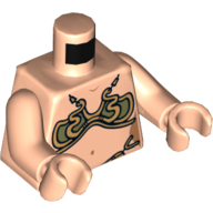 Torso Gold and Olive Green Bikini Print (Princess Leia Slave), Light Nougat Arms and Hands Light Nougat
