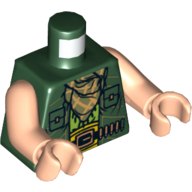 Torso Vest with Checkered Bandana and Ammunition Belt Print, Light Arms and Hands Dunkelgrün