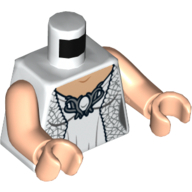 Torso Dress with Metallic Silver Robe and Ornate Silver Brooch Print (Galadriel), Light Nougat Arms and Hands White