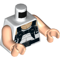 Torso Vest with Muscles and Black Harness Print, Light Arms and Hands White