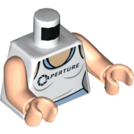 Torso Tank Top with 'APERTURE' over Bright Light Blue Tank Top Print (Chell), Light Nougat Arms, Light Nougat Hands Weiß