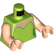 Torso Strapless Top with Light Nougat Neck Print, Light Nougat Arms and Hands Lime