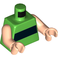 Torso Horizontal Black Stripe Print (Powerpuff Girls), Light Arms and Hands Hellgrün