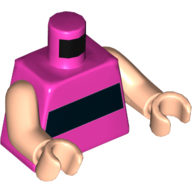 Torso Horizontal Black Stripe Print (Powerpuff Girls), Light Arms and Hands Dark Pink