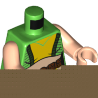 Torso Crop Top, Black Lines, Yellow Front, Brown Utility Belt Print, Light Nougat Arms and Hands Hellgrün