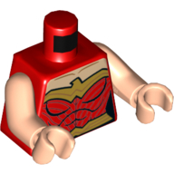 Torso Muscles with Light Nougat Neck, Gold Trim and Belt Print (Wonder Woman), Light Nougat Arms and Hands Red