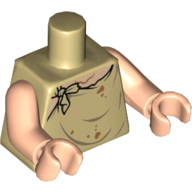 Torso Tatty Smock, Light Nougat Neck, with Stains Print (Dobby), Light Nougat Arms and Hands Beige