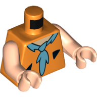 Torso Buckskin with Black Triangles and Dark Azure Tie Print (Fred Flintstone), Light Nougat Arms and Hands Orange