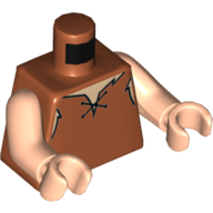Torso Buckskin Shirt with Laces Print (Barney Rubble), Light Nougat Arms and Hands Dark Orange