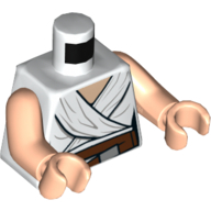Torso Robe with Light Nougat Neck and Reddish Brown Belt Print, Light Nougat Arms and Hands White