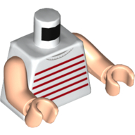 Torso Tank Top with Red Stripes Print, Light Nougat Arms and Hands Weiß