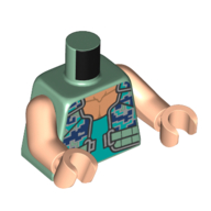 Torso, Dark Purple/Dark Turquoise Squares, Dark Turquoise Vest print, Light Nougat Arms and Hands Sandgrün