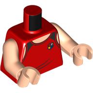 Torso, Shirt, Black Straps, Hogwarts Crest print, Light Nougat Arms and Hands Red