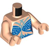 Torso, Blue Bikini, Silver Stars, Sand Green Stripes print, Light Nougat Arms and Hands Light Nougat