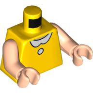 Torso with White Collar and Button Print, Light Nougat Arms and Hands Gelb