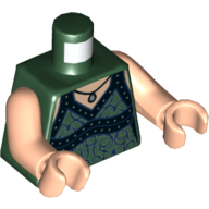 Torso Dress, Dark Blue Filigree, Pendant Print, Light Nougat Arms and Hands Dunkelgrün