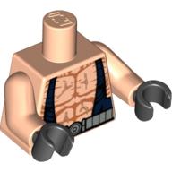 Torso Bare Chest, Muscles with Dark Blue Suspenders and Silver Belt Print, Light Nougat Arms, Black Hands Hellnougat