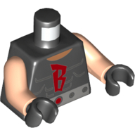 Torso Vest, Muscles, Red 'B', Silver Belt with Red Buckle Print, Light Nougat Arms, Black Hands Schwarz