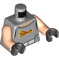 Torso Vest with Light Nougat Neck, Dex's Diner Logo and White Utility Belt Print, Light Nougat Arms, Black Hands Light Bluish Gray