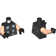 Torso Armor, 6 Silver Circles Print (Thor), Light Nougat Arms, Black Hands Schwarz