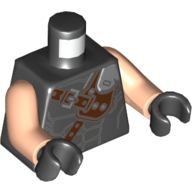 Torso Vest, Muscles, Dark Brown Shoulder Straps with Silver Plate Print, Light Nougat Arms, Black Hands Black