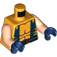 Torso Muscles with Dark Blue Vest and Belt with Buckle Print (Wolverine), Light Nougat Arms, Dark Blue Hands Bright Light Orange