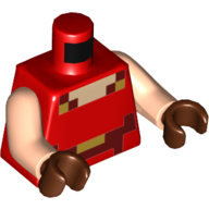 Torso Pixelated Dark Red, Light Nougat, and Gold Squares Print, Light Nougat Arms, Reddish Brown Hands Rot