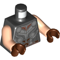 Torso Armor, Silver and Reddish Brown Trim Print, Light Nougat Arms, Reddish Brown Hands Black