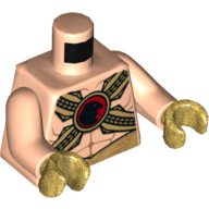 Torso Muscles with Gold Belts and Red Buckle with Black Hawk Print, Light Nougat Arms, Pearl Gold Hands Hellnougat
