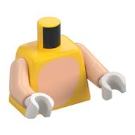Torso, Light Nougat Oval Stomach Print, Light Nougat Arms, White Hands Gelb