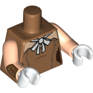 Torso Corset, Light Nougat Shoulders and White Bow / 3 Body Lines on Back Print, Light Nougat Arms with Button Cuffs Print, White Hands Medium Nougat
