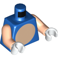 Torso Light Nougat Stomach Print, Light Nougat Arms, White Hands Blue