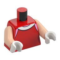 Torso White Color, Bright Pink Panels Print, Light Nougat Arms, White Hands Red
