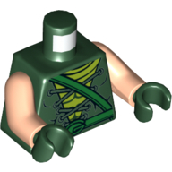 Torso Tunic with Laces, Lime Shirt, Bright Green Belt, 'G' Buckle Print (Green Arrow), Light Nougat Arms, Dark Green Hands Dark Green