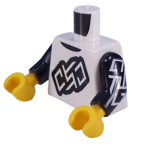 Torso, Black Tag On Chest, White Tag On Arms print, Black Arms, Yellow Hands White