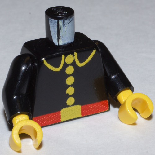 Torso Fire Uniform Five Button Print, Black Arms, Yellow Hands Schwarz