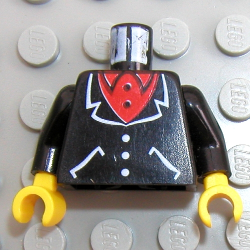 Torso Suit and Red Shirt Print, Black Arms, Yellow Hands Black