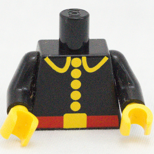 Torso Fire Uniform Five Button Print, Black Arms, Yellow Hands Schwarz