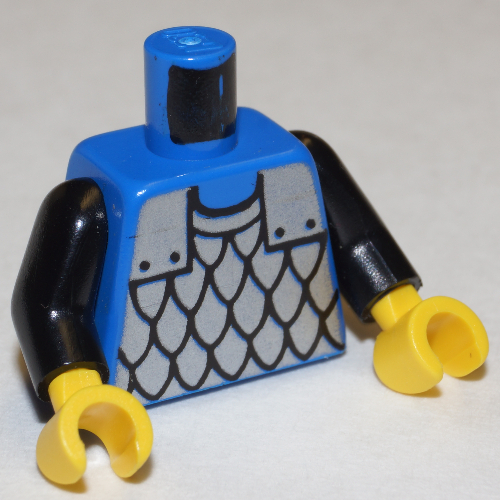 Torso Scale Mail Print, Black Arms, Yellow Hands Blue