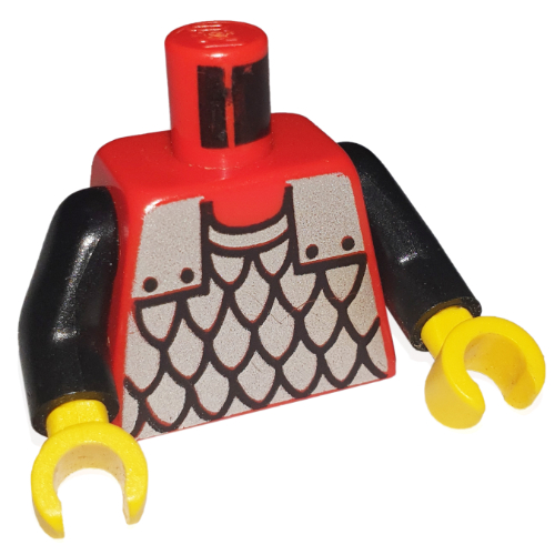Torso Scale Mail Print, Black Arms, Yellow Hands Red