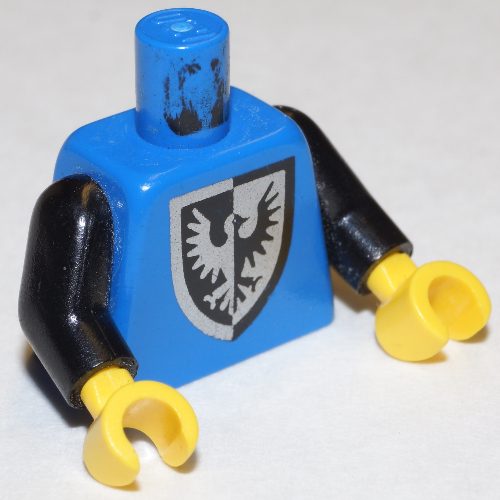 Torso Black Falcon with Rounder Bottomed Shield Print, Black Arms, Yellow Hands Blue