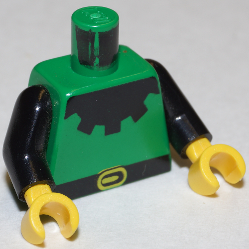Torso Forestman Black Collar Print, Black Arms, Yellow Hands Green