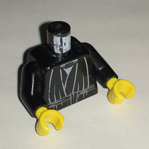 Torso Layered Shirt, Robe Tie Print, Black Arms, Yellow Hands Black
