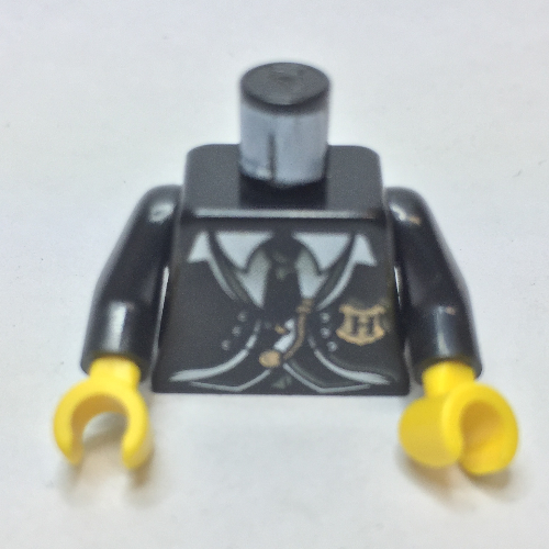 Torso Suit and Tie with Hogwarts Crest Print, Black Arms, Yellow Hands Black